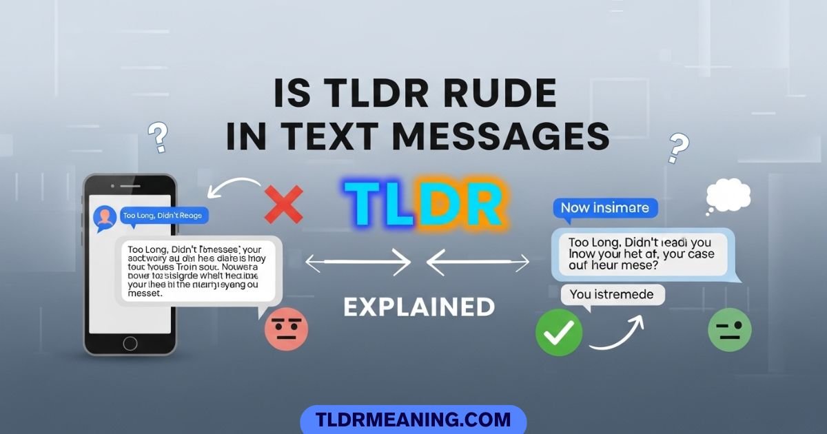 Is TLDR rude in text messages shown in different chat situations
