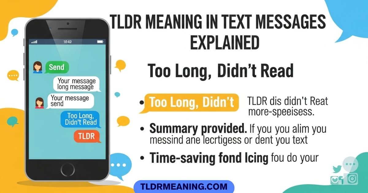 TLDR meaning in text shown with long message and short recap example