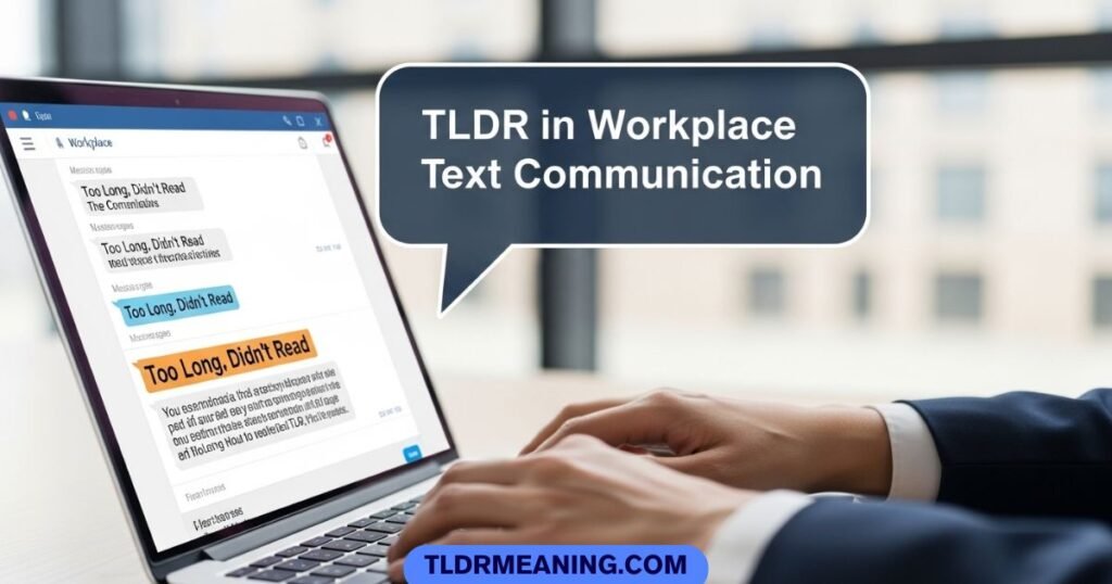 Work chat example showing long message and brief response